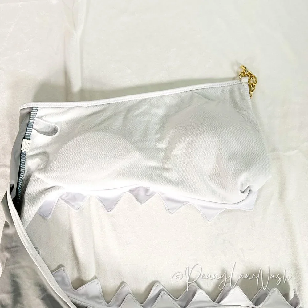 Shein Girls Shark Bite One Piece Swimsuit with Chain Strap - Picture 6 of 8